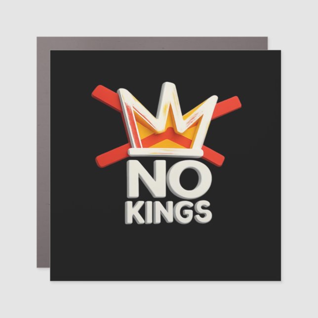 No Kings Anti Minimal Clean Design Car Magnet (Front)