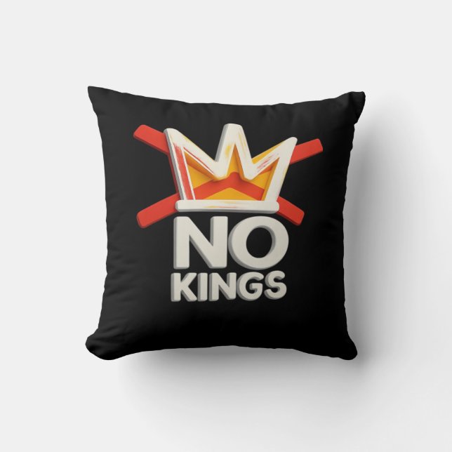 No Kings Anti Minimal Clean Design Throw Pillow (Front)