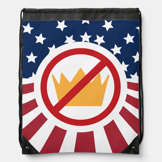 NO KINGS! Anti-Trump Flag Drawstring Bag (Front)