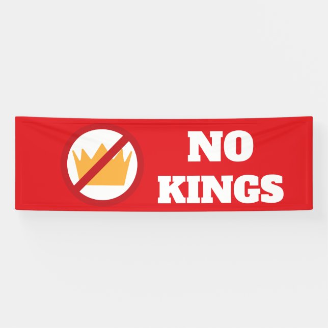NO KINGS! Anti-Trump Red OD Banner (Horizontal)