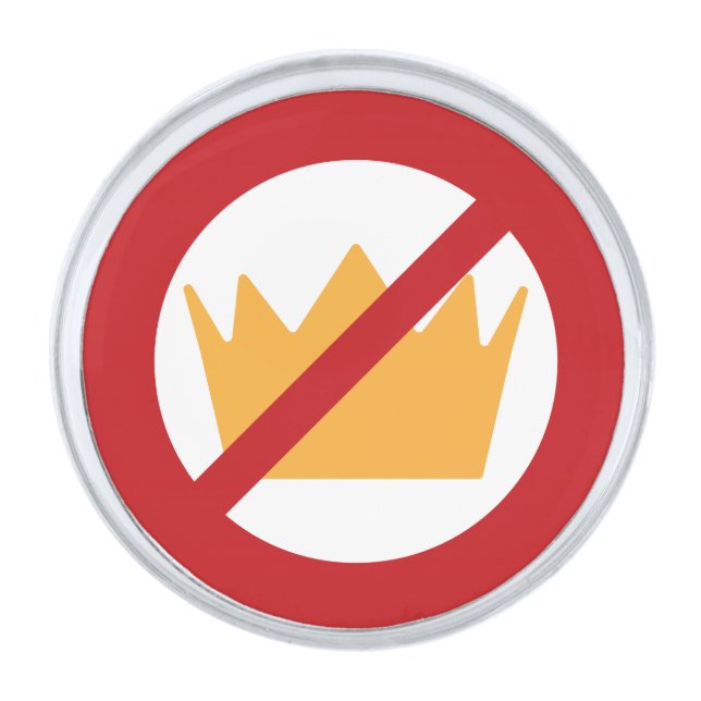 NO KINGS! Anti-Trump Silver Finish Lapel Pin (Front)