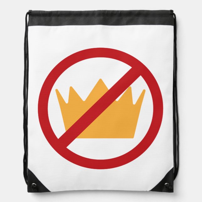 NO KINGS! Anti-Trump White Protest-Ready Sign/ Drawstring Bag (Front)