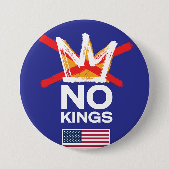No Kings Button with American Flag (Front)