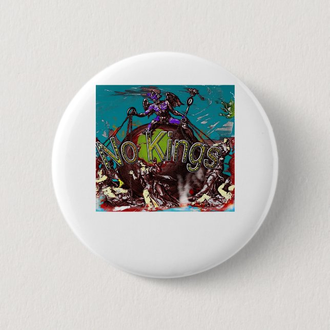 No Kings Classic Modern Minimal Style Button (Front)