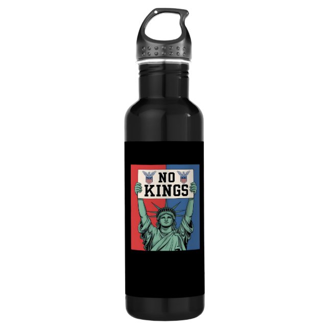 No Kings Classic Patriotic Style Stainless Steel Water Bottle (Front)