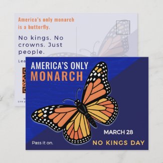 No Kings Day Monarch Butterfly Activist Art Postcard