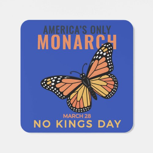 No Kings Day Monarch Butterfly Democratic Blue Square Sticker