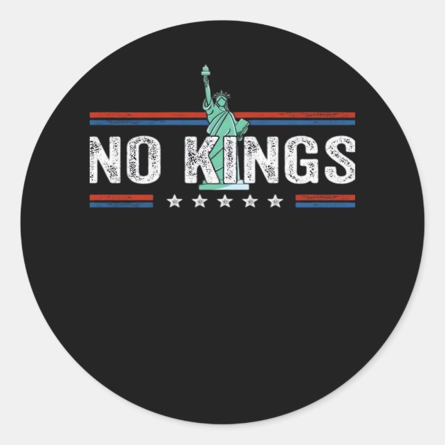 No Kings Day Retro Classic Design Classic Round Sticker (Front)