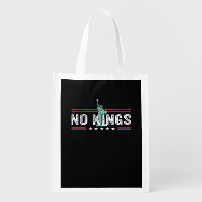 No Kings Day Retro Classic Design Grocery Bag (Front)