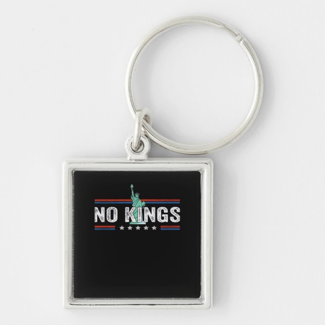 No Kings Day Retro Classic Design Keychain (Front)