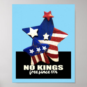 No Kings Freedom Democracy Patriotic Stars Poster