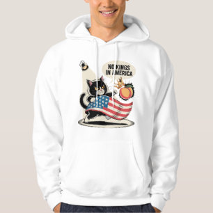 No Kings in America Angry Cat Art Hoodie
