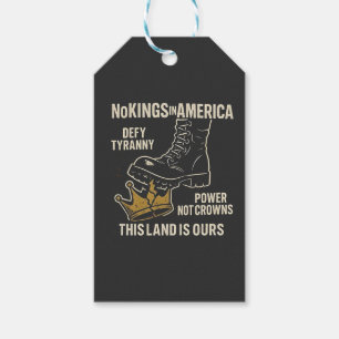 No Kings in America Anti-Trump 4th of July Gift Tags