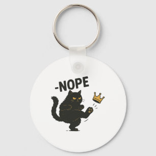No Kings In America Black Cat Funny Cat Kicking Cr Keychain