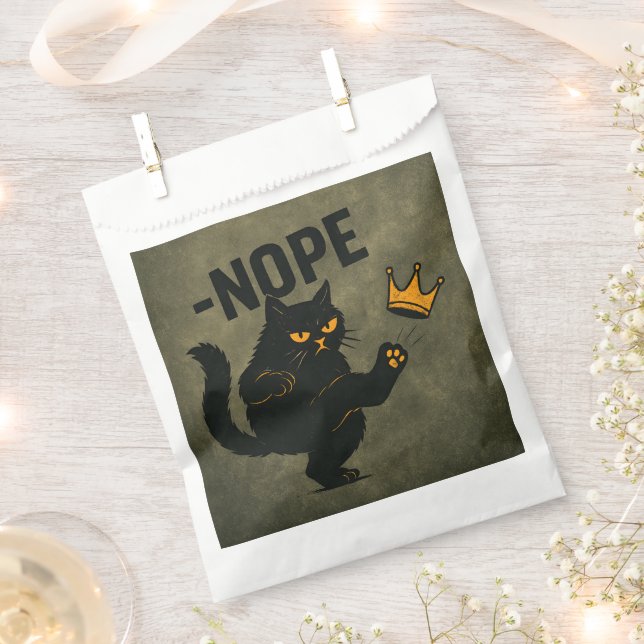 No Kings In America Black Cat Funny Kicking Crown Favor Bag (Clipped)