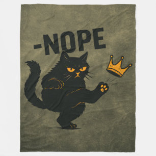 No Kings In America Black Cat Funny Kicking Crown Fleece Blanket