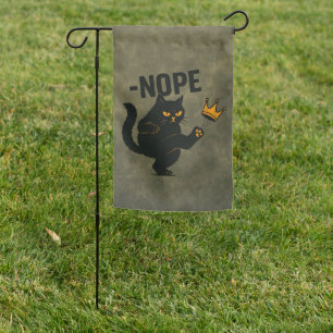 No Kings In America Black Cat Funny Kicking Crown Garden Flag