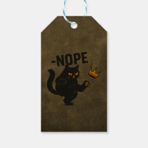 No Kings In America Black Cat Funny Kicking Crown Gift Tags