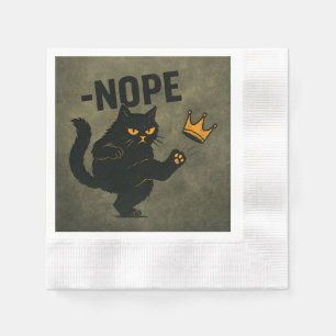No Kings In America Black Cat Funny Kicking Crown Napkins