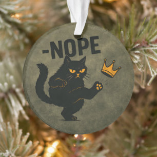 No Kings In America Black Cat Funny Kicking Crown Ornament