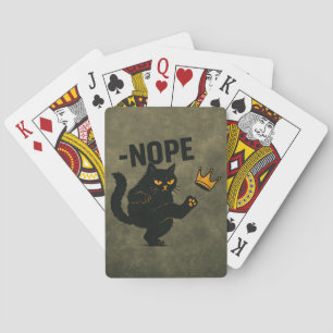 No Kings In America Black Cat Funny Kicking Crown Poker Cards
