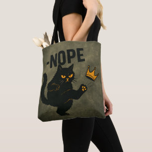 No Kings In America Black Cat Funny Kicking Crown Tote Bag