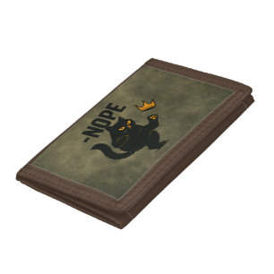 No Kings In America Black Cat Funny Kicking Crown Tri-fold Wallet