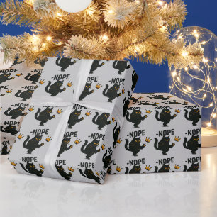 No Kings In America Black Cat Funny Kicking Crown Wrapping Paper