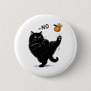 No Kings In America Black Cat Funny Political Meme Button