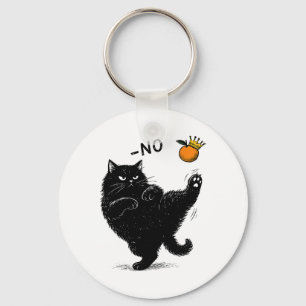 No Kings In America Black Cat Funny Political Meme Keychain