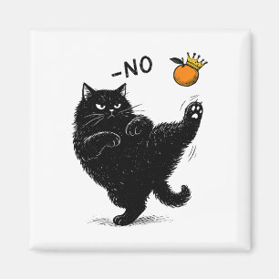 No Kings In America Black Cat Funny Political Meme Magnet