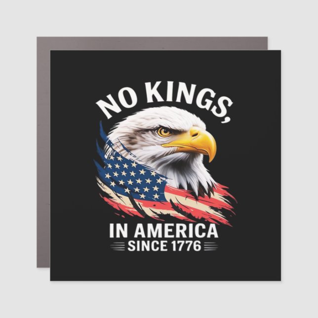 No Kings In America Classic Retro Graphic Design Car Magnet (Front)