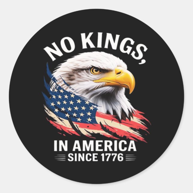 No Kings In America Classic Retro Graphic Design Classic Round Sticker (Front)