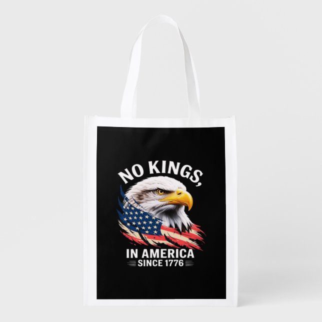 No Kings In America Classic Retro Graphic Design Grocery Bag (Front)