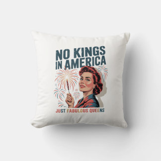 No Kings In America Fabulous Queens Pride 2025 Des Throw Pillow