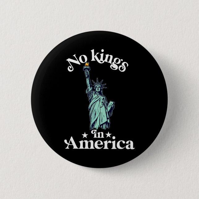 No Kings In America Flag Protest Save Democracy 17 Button (Front)