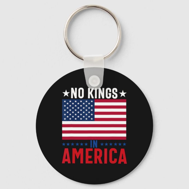 No Kings In America Flag Protest Save Democracy 5  Keychain (Front)