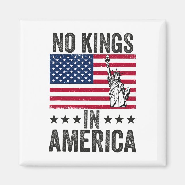No Kings In America Flag Protest Save Democracy 6  Magnet (Front)