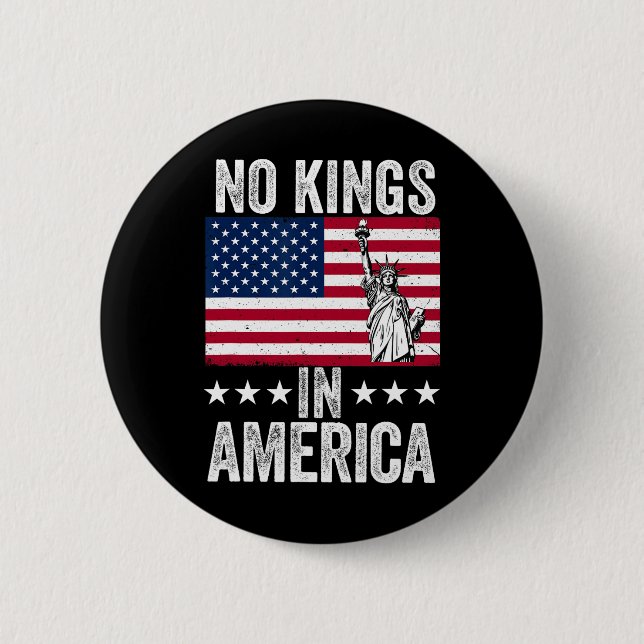 No Kings In America Flag Protest Save Democracy 9  Button (Front)