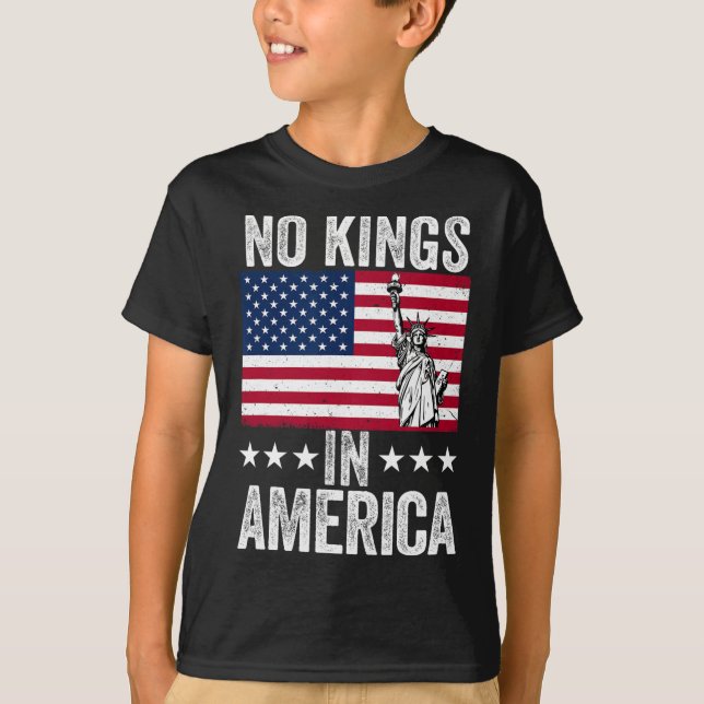 No Kings In America Flag Protest Save Democracy 9  T-Shirt (Front)