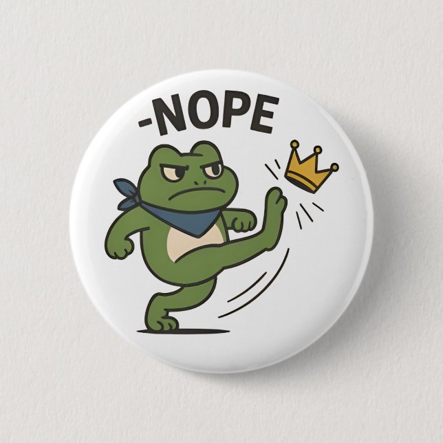 No Kings in America Frog No Kings Democracy Button (Front)