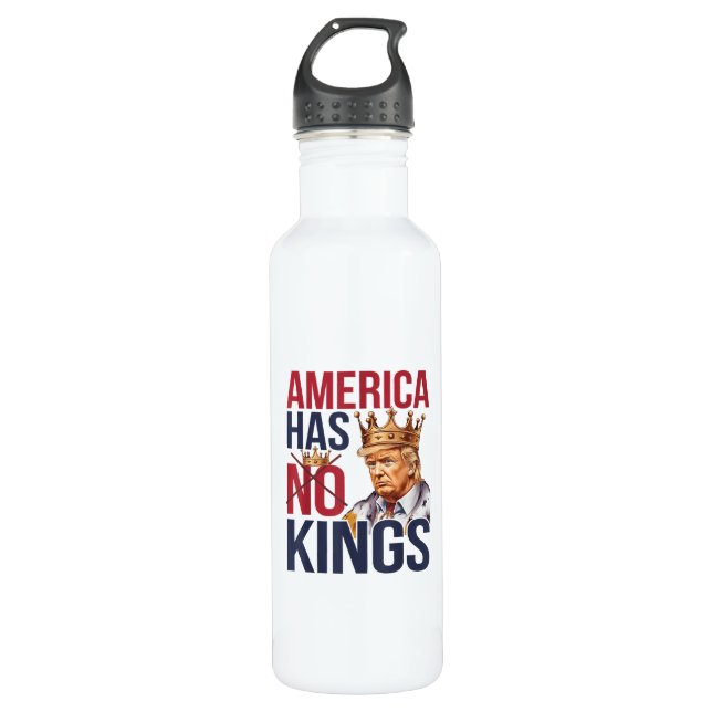No Kings In America Funny America Has No King Poli Stainless Steel Water Bottle (Front)