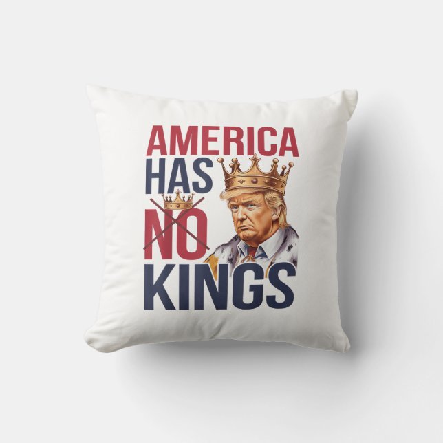 No Kings In America Funny America Has No King Poli Throw Pillow (Front)