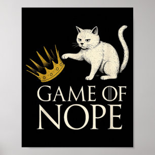No Kings In America Funny Black Cat Kicking Crown Poster