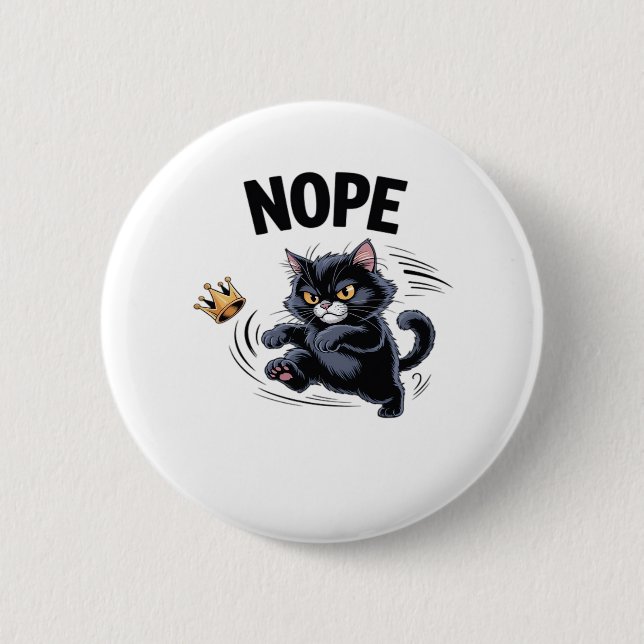 No Kings In America Funny Kicking Crown Classic Vi Button (Front)