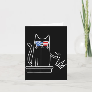 No Kings in America Funny Patriotic Cat Sunglasses Card
