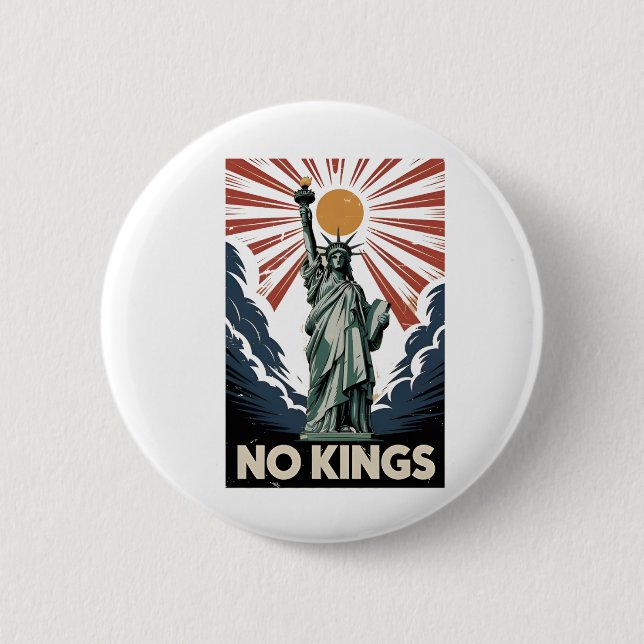 No Kings In America Liberity Status USA Democrats  Button (Front)
