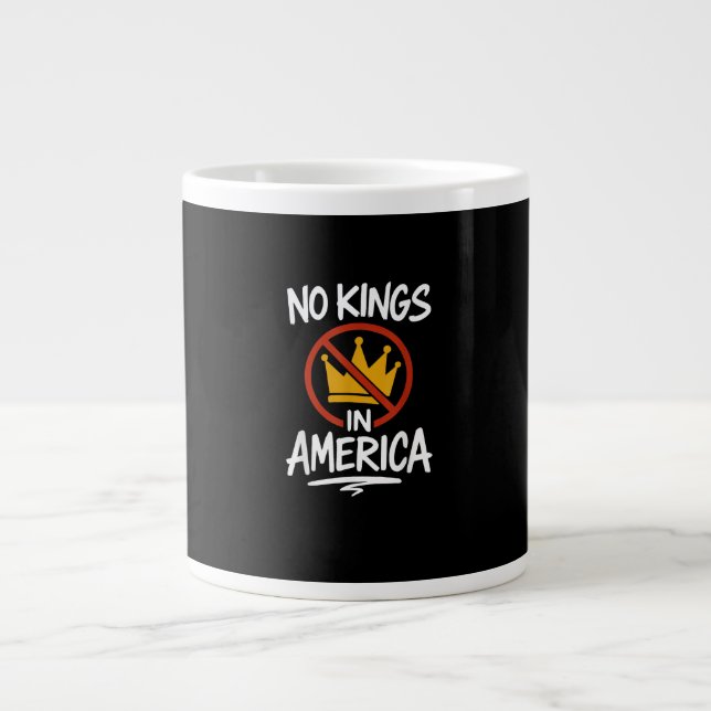 No Kings In America No Crown Minimal Clean Giant Coffee Mug (Front)