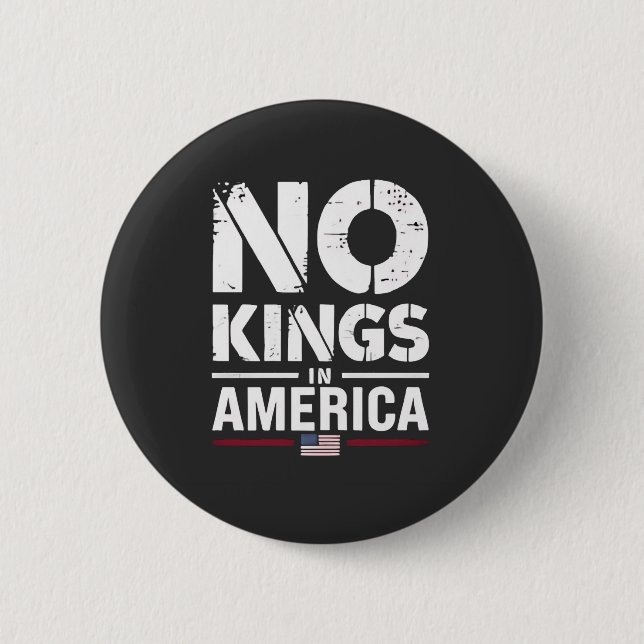 No Kings in America Patriotic American Flag Button (Front)