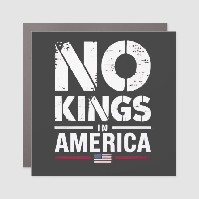 No Kings in America Patriotic American Flag Car Magnet (Front)